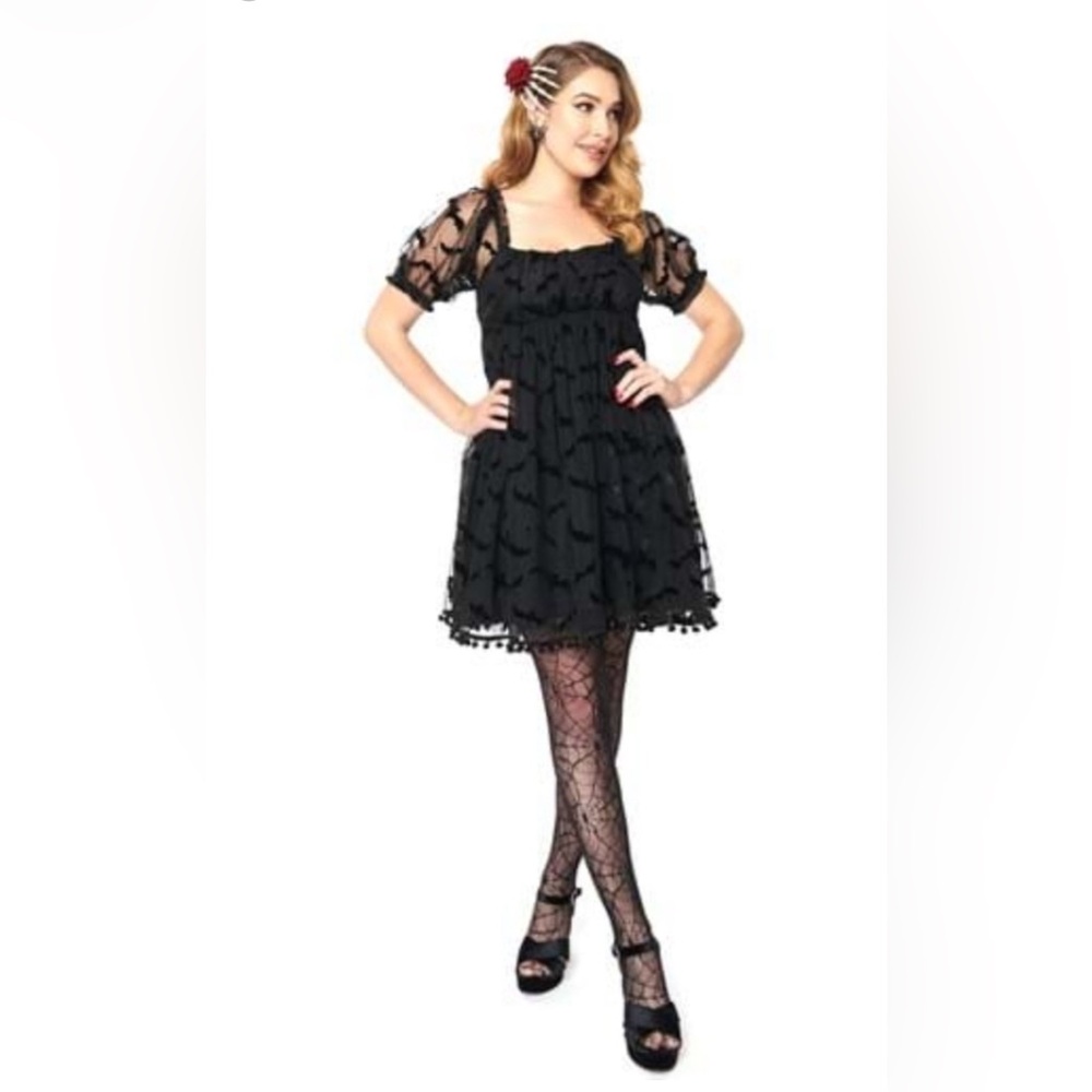 Unique Vintage Black Textured Dress